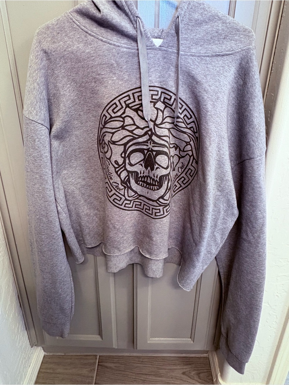 Woman’s Versace Inspired Cropped Skull Hoodie